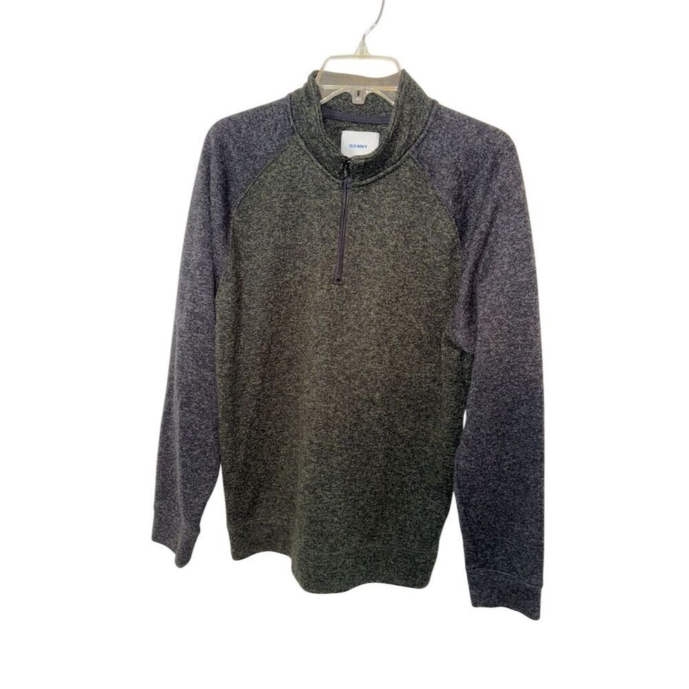 Old Navy Black Fleece Quarter Zip Pullover Sweater Large